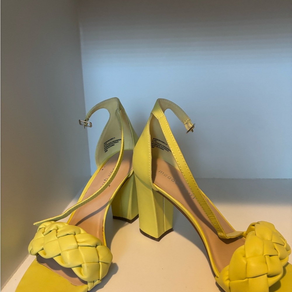 Madden Girl Yellow Braided Block Heel Sandals